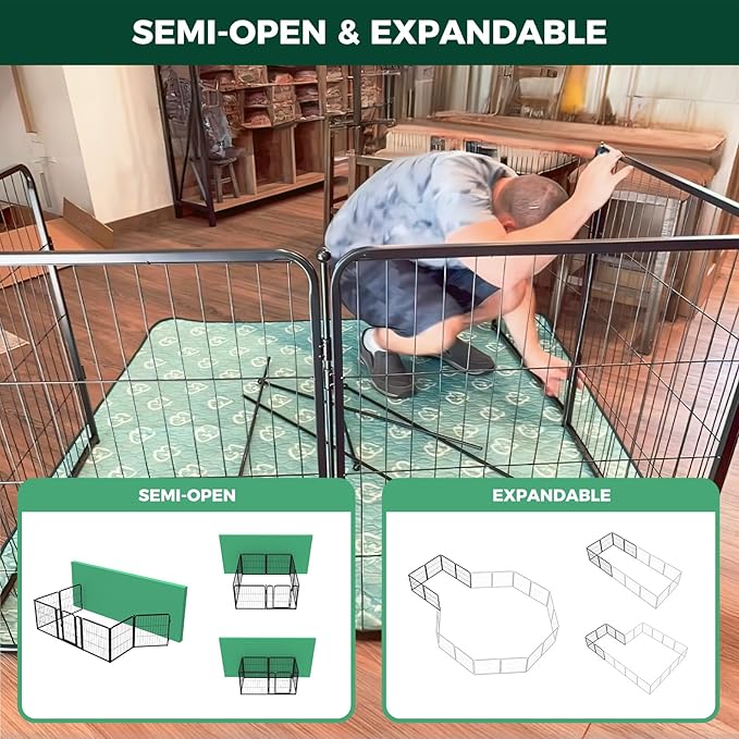 FXW Homeplus Unleashed Indoor Dog Playpen - Stress-Free and Safe Play, Heavy Duty 24 Inch 8 Panels Dog Pen for Puppy and Small Dogs, Black│Patented