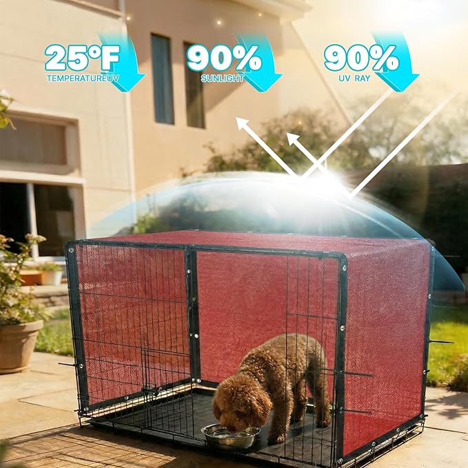 Royal Shade 4' x 13' Red Custom Size 90% Shade Cloth Dog Kennel Shade Mesh Tarp Sunblock with Grommets for Dog Kennel Cover, Fence Privacy Screen, Greenhouse, Chicken Coop & Pet Playpen.