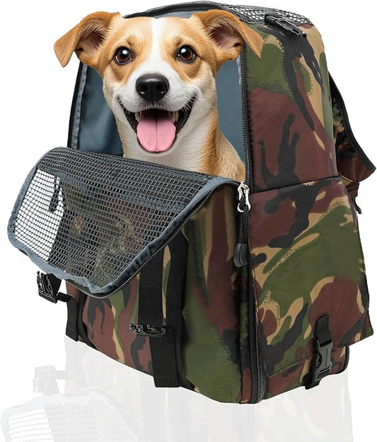 Cat Dog Backpack Carrier for Hiking Travel Portable Pet Daypack for Dog Cat Below 7kg/15.5lbs -Camouflage Olive