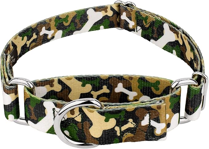 Country Brook Petz - Woodland Bone Camo Martingale Dog Collar - Camouflage Collection Featuring Rugged Designs (1 Inch, Medium)