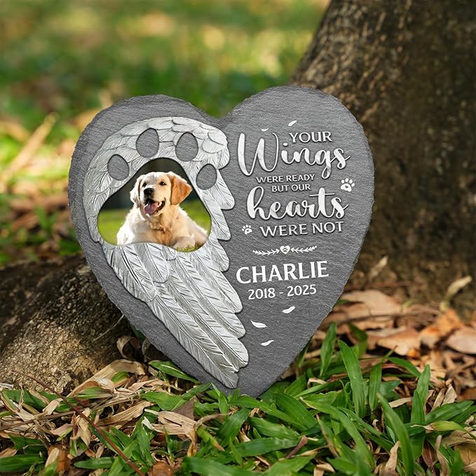 Your Wings Were Ready But My Heart Was Not Custom Photo Dog Memorial Stone, Dog Memorial Gifts for Loss of Dog, Pet Loss Gifts, Pet Memorial Stones for Dogs, Sympathy Gifts for Dog Lovers