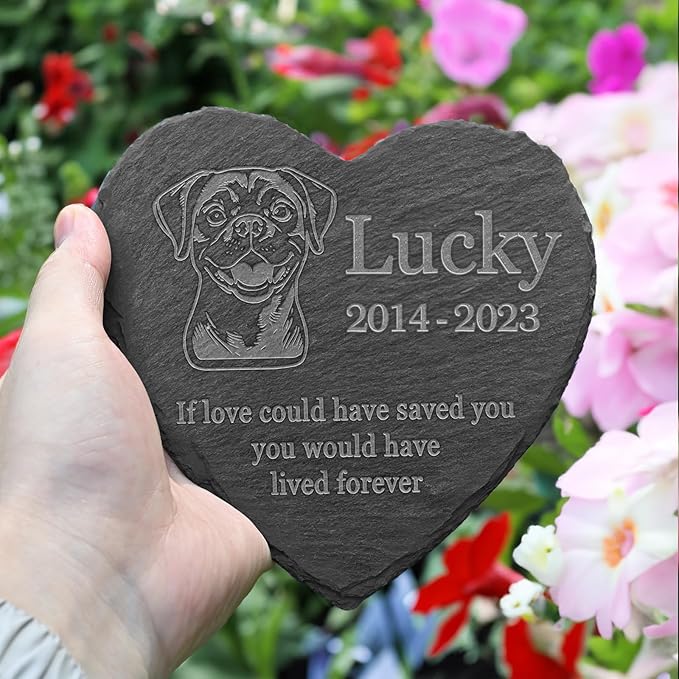 Pug Memorial Stone, Pug Outdoor Memorial, Pug Loss Sympathy Gift, in Memory of Pug