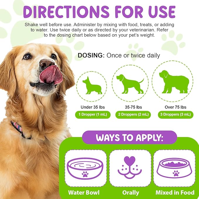 Liquid Probiotics for Dogs, 3 in 1 Dog Probiotic Drops with Prebiotic & Digestive Enzymes | Digestive Gut Health, Immunity Support, Diarrhea & Constipation Relief | Dog Probiotic Supplements 60ml