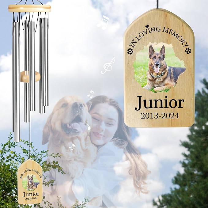 Pet Memorial Gifts for Dogs - Pet Memorial Wind Chime - Dog Memorial Gifts for Loss of Dog - Loss of Dog Sympathy Gift, Dog Remembrance Gift, in Memory of Dog Cat