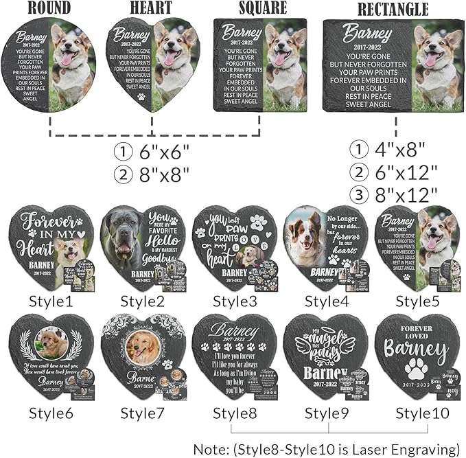 ubjva Dog Memorial Stone Dog Memorial Gifts for Loss of Dog Pet Garden Stone for Indoor Outdoor Lawn Backyard Cemetery Decorations - Style5(Color Printing)