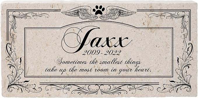 Personalized Pet Memorial Stone, 6x12 Custom Limestone Pet Grave Markers as Keepsake or Pet Remembrance, Thoughtful Pet Loss Gifts for Bereaved Pet Owners, Personalized Memorial Gifts (Jaxx)
