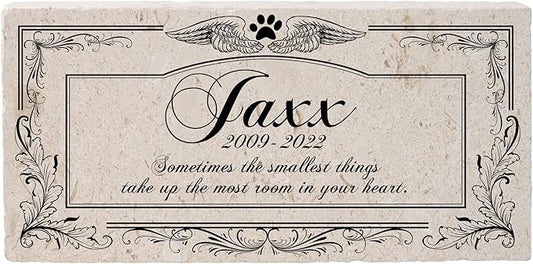 Personalized Pet Memorial Stone, 6x12 Custom Limestone Pet Grave Markers as Keepsake or Pet Remembrance, Thoughtful Pet Loss Gifts for Bereaved Pet Owners, Personalized Memorial Gifts (Jaxx)