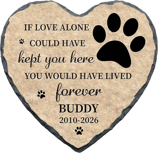 Dog Grave Markers Outdoor Stone, Personalized Pet Loss Gifts Cat Dog Memorial Garden Stone (S-007)