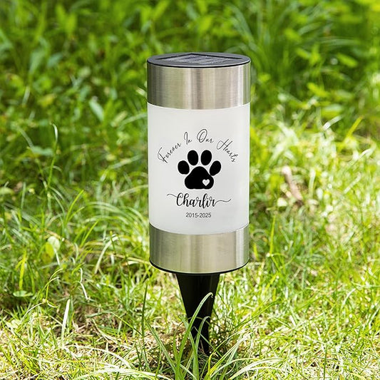 CALLIE Dog Memorial Gifts Personalized Garden Pawprint Solar Light - Custom Name Text and Year Garden Decoration Pet Loss Sympathy Gift