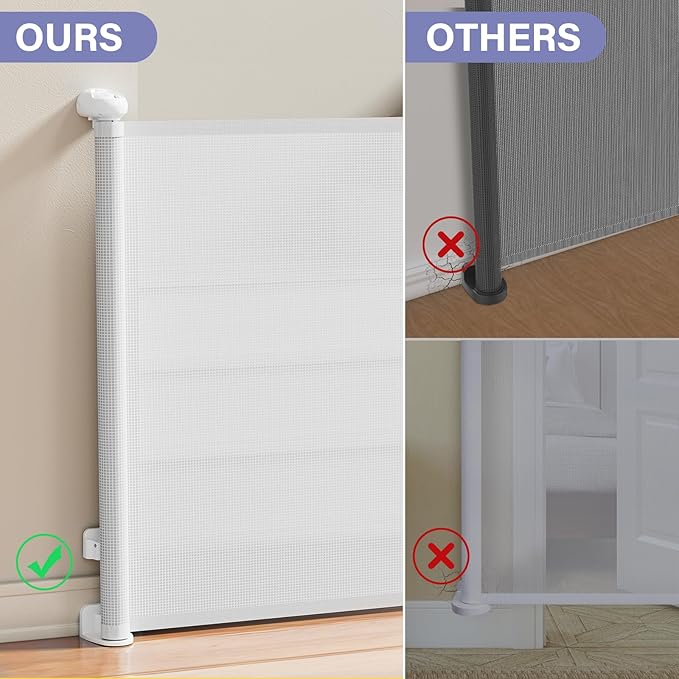 PRObebi Retractable Dog Gate for The House Extends to 54" Wide 34" Tall, Gates for Baby Indoor, Stair Gate for Outdoor, Staris, Hallways, Doorways, Deck, Porch, Need Drilling