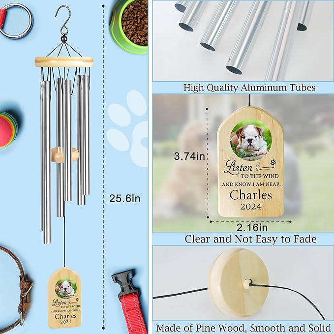 Dog Memorial Gifts for Loss of Dog, Pet Memorial Wind Chime, Pet Memorial Gifts, Pet Loss Gifts, Loss of Dog Sympathy Gift, Dog Remembrance Gift, in Memory of Dog Cat - I Am Near