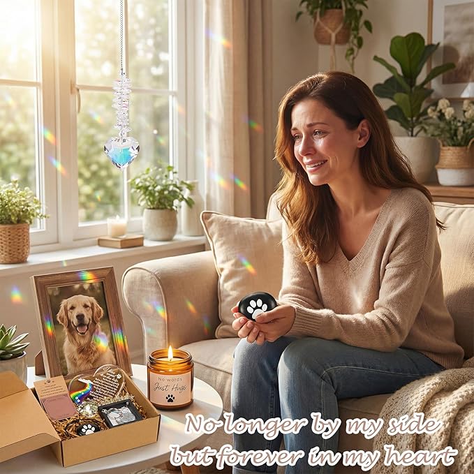 Dog Memorial Gifts for Loss of Dog, Pet Passing Away Bereavement Remembrance Gifts, Loss of Dog Sympathy Gift Baskets, Rainbow Bridge Memorial Decor, Loss of Pet Gift Box for Friends Family