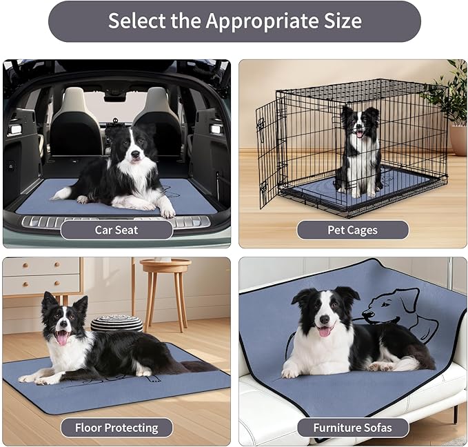 2 Pack Washable Pee Pads for Dogs 51"x52", Reusable Training Puppypads Absorbency Non-Slip & Leak-Proof for Pet Whelping Box Playpen Crate Sofa Bed Floors (Gray)
