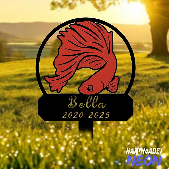 Goat Memorial Metal Stake Personalized Sympathy Gift Custom Name Goat Garden Stake Farm Decor Goat Grave Marker Pet Grave Marker Garden Decor (Betta Red Color)