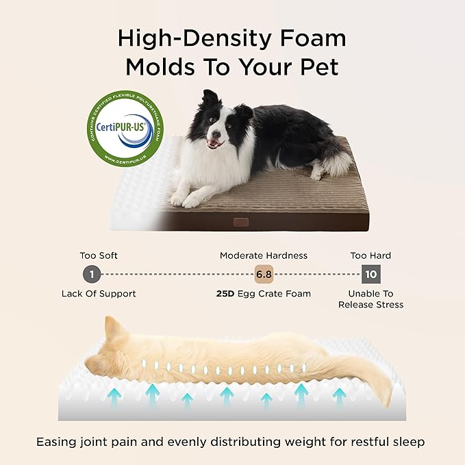 Bedsure ComfyFleece XL Dog Bed for Crate - Extra Large Orthopedic Pet Beds with Removable Washable Cover, NOT Waterproof Egg Crate Foam Mat for Pets Up to 80 lbs, 41"x27"x3.3", Not for Chewers