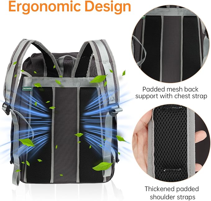 Cat Dog Backpack Carrier for Hiking Travel Portable Pet Daypack for Dog Cat Below 7kg/15.5 lbs -Gray