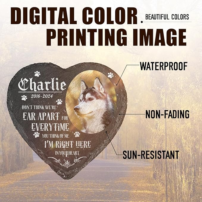 Dog Memorial Gifts for Loss of Dog, Personalized Dog Memorial Stone Plaque with Photo Name, Custom Dog Pet Grave Headstone, Loss of Dog Sympathy Gift for Dog Cat Lovers