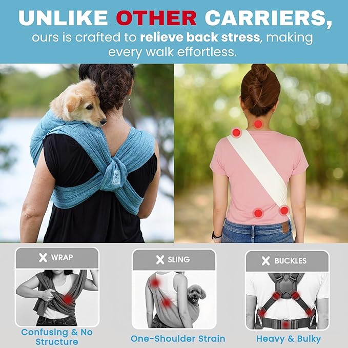Pet K’tan Anti Anxiety Wearable Cat & Dog Carrier – Hands-Free Front Facing Adjustable Pet Cuddler Sling for Small to Medium Pets & Puppies up to 20 lbs | Pawquamarine | Medium