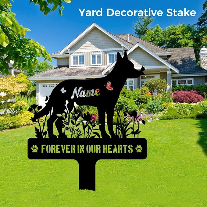 Custom Belgian Malinois Malinois Dog Grave Marker, Personalized Dog Memorial Stake, Metal Pet Tombstone, Outdoor Sympathy Sign for Garden Yard Decor, Pet Loss Gift