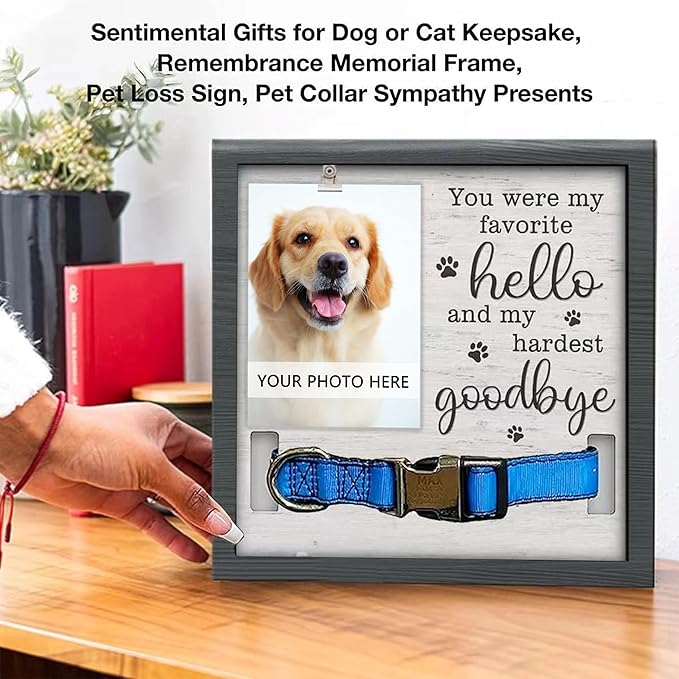 Dog Memorial Gifts for Loss of Dog, Pet Memorial Frame with Collar Holder,Pet Memorial Sympathy Gift Passing Away, 9x9''Dogs Memorial Picture Frame