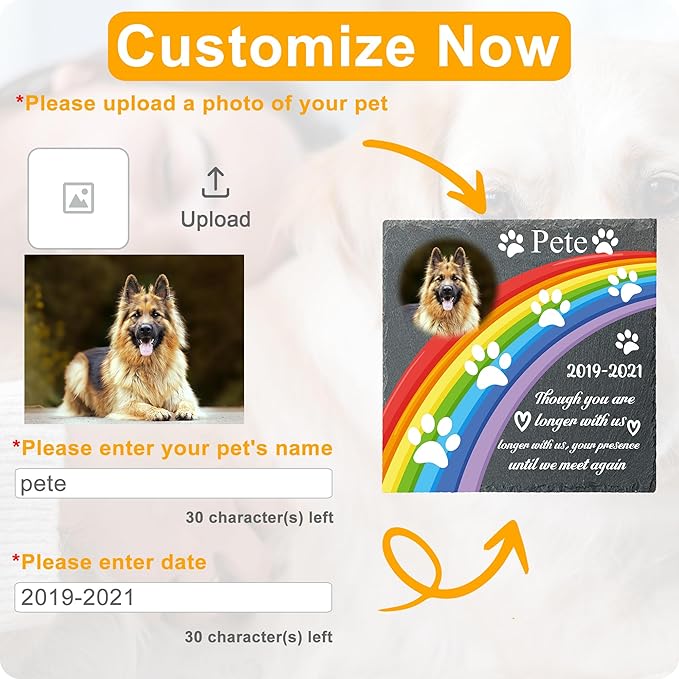 Memorial Gifts for Loss of Dog Custom Dog Memorial Stone, Pet Memorial Gifts, Pet Memorial Stones, Cemetery Decorations for Graves, Cat Memorial Gifts