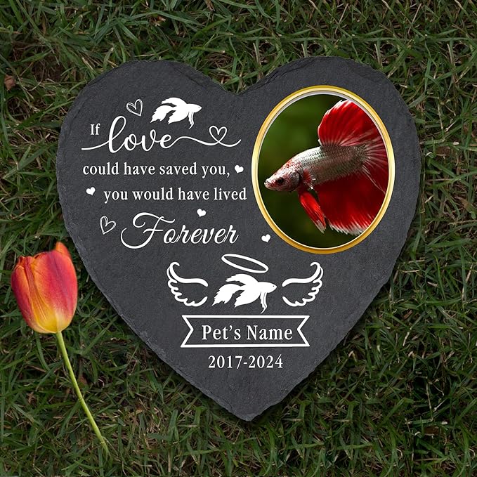 Gifts for Loss of Pet Betta Fish, Personalized Pet Betta Fish Memorial Stones, Pet Memorial Gifts for Betta Fish, Fish Grave Markers Headstone, Bereavement Remembrance Gifts for Loss of Fish