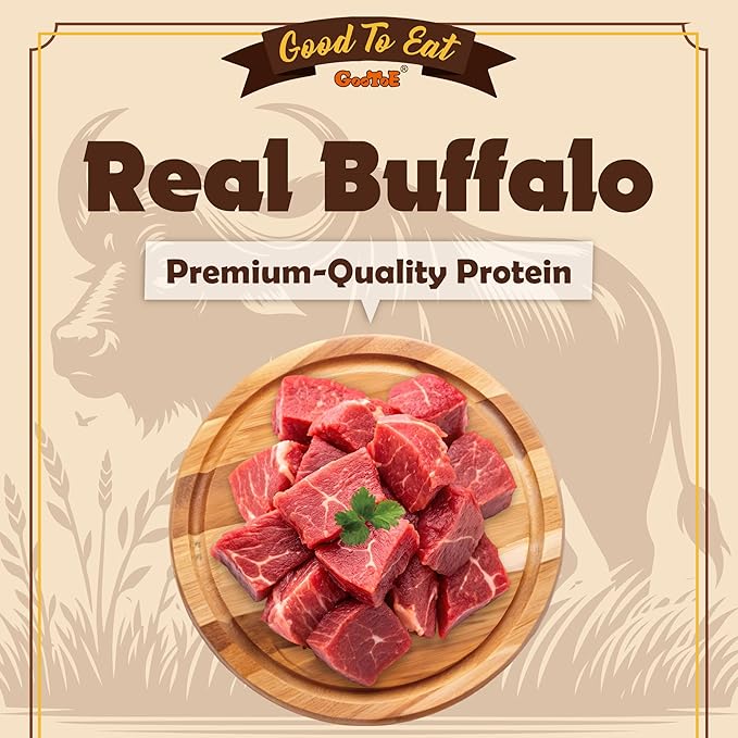 Gootoe Buffalo Dog Treats, Natural Low-Fat Chews for Training & Rewards, Limited Ingredient, Puppy Treats for Small Dogs & Puppies, Resealable Bag, Buffalo Bites Bone Shaped, 1.5 lb (Pack of 3)