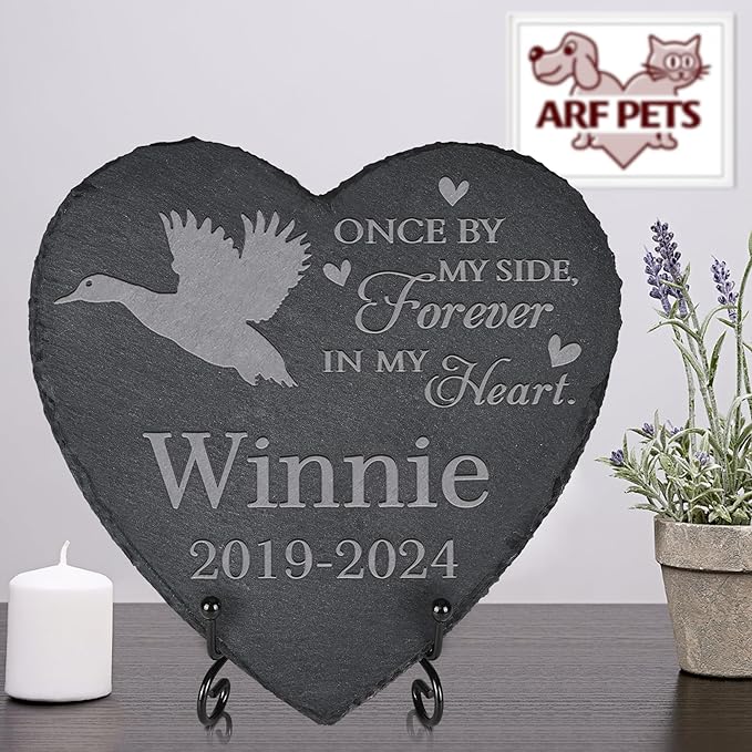 Personalized Pet Memorial, Duck Memorial Stone, Duck Tombstone, Duck Grave Marker, Duck Memorial Gifts, Duck Loss - Heart-Shaped
