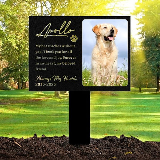 Custom Dog Grave Markers Outdoor, Personalized Pet Grave Marker Dog Memorial with Photo and Name, Outdoor Weatherproof Pet Cemetery Sign, Personalized Dog Memorial Gifts for Loss of Dog