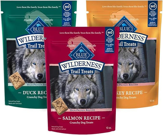 Blue Buffalo Wilderness Variety Pack Dog Treats Made with Natural Ingredients Duck Turkey & Salmon