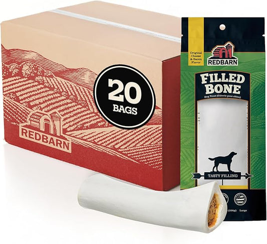 Redbarn Large Cheese n' Bacon Filled Bones Dog Treats, case of 20
