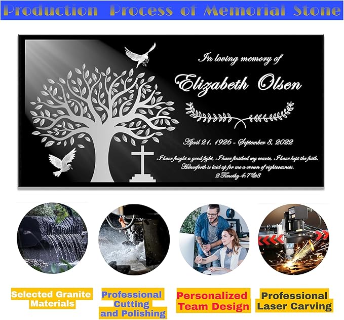 Memorial Stone for Loved Personalized, Grave Marker for Cemetery, Headstone for Graves, Dove Memorial Plaque, Grave Markers, Tombstone Grave Outdoors, Grave Decorations for Cemetery
