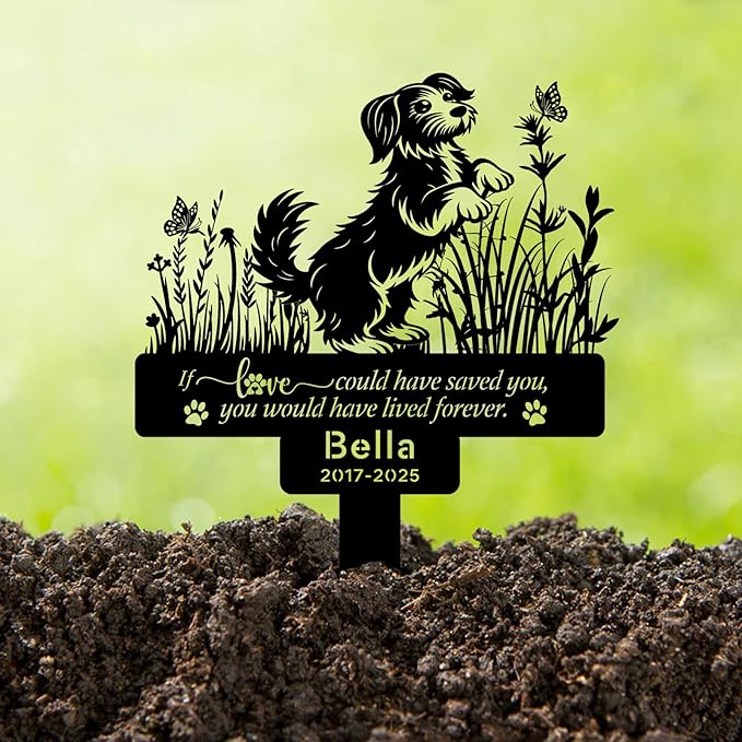 Custom Pet Maltese Dog Memorial Stake, Personalized Pet Grave Marker Tombstone, Outdoor Garden Metal Sign, Dog Remembrance Plaque, Sympathy Gifts for Loss of Maltese Dog