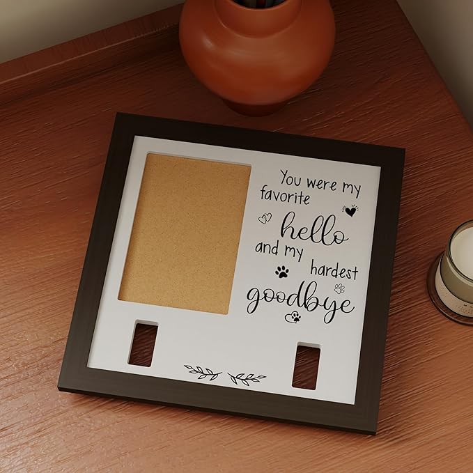 Memorial Sympathy Gifts for Loss of Dogs, 10.5“Memorial Gift for Dogs Cats, Pet Memorial Frame with Collar Holder, Suitable for 4x6 Photos