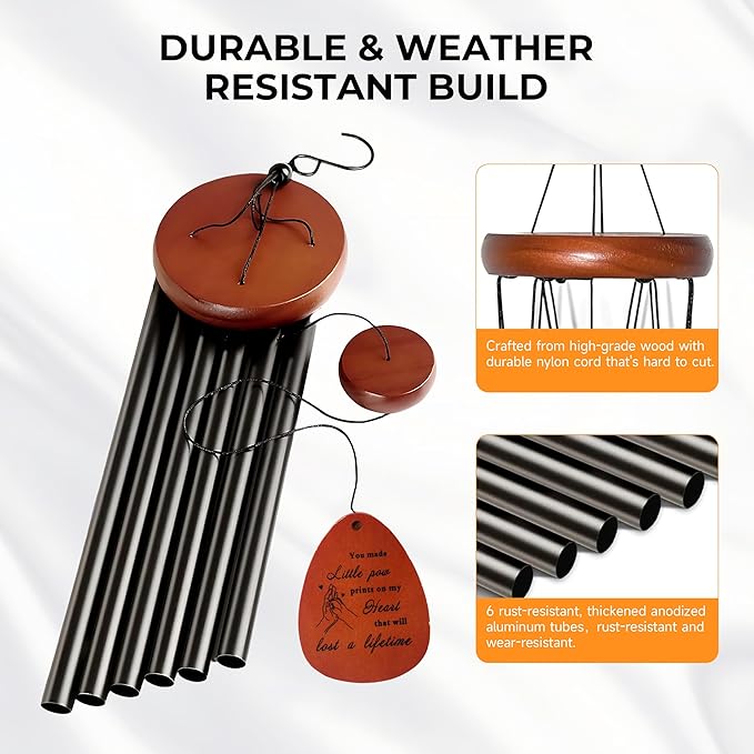 Dog Memorial Gifts for Loss of Dog, 26" Pet Memorial Wind Chimes Remembrance Gift Sympathy Gift, in Memory of Cat, Loss of Pet Gifts (Black)
