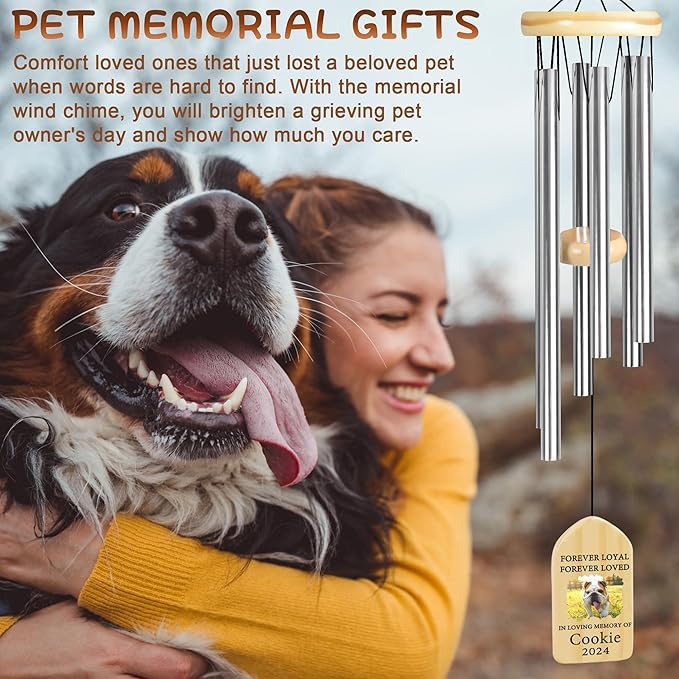 Dog Memorial Gifts for Loss of Dog, Pet Memorial Wind Chime, Pet Memorial Gifts, Pet Loss Gifts, Loss of Dog Sympathy Gift, Dog Remembrance Gift, in Memory of Dog Cat - Forever Loyal Loved