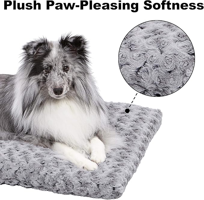 MidWest Homes for Pets Intermediate QuietTime Deluxe Gray Ombre Swirl Plush Pet Bed, Machine Washable, Non-Skid Bottom, Soft Crate Mat for 36-inch Crates