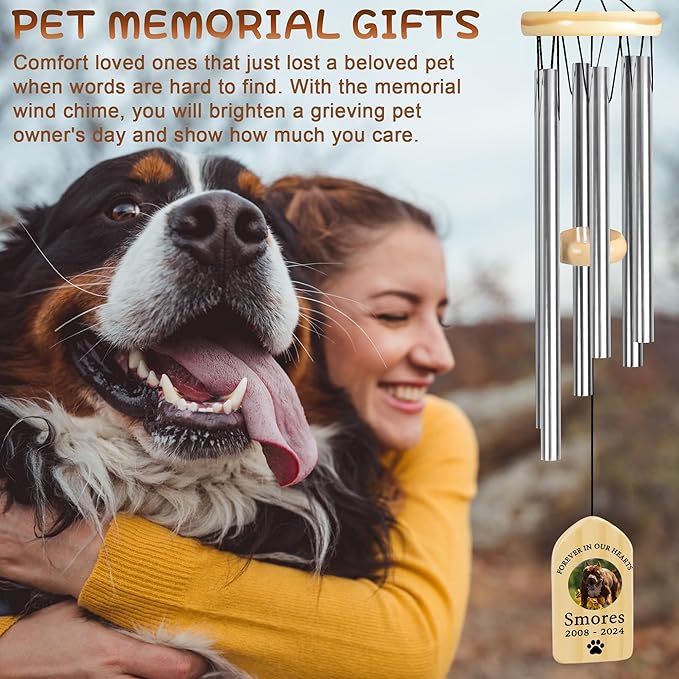 Dog Memorial Gifts for Loss of Dog, Pet Memorial Wind Chime, Pet Memorial Gifts, Pet Loss Gifts, Loss of Dog Sympathy Gift, Dog Remembrance Gift, in Memory of Dog Cat - Forever in Our Hearts