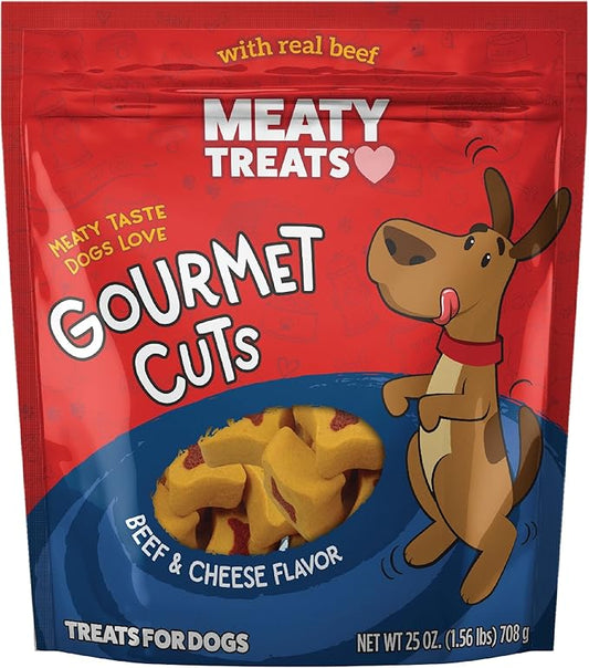 Meaty Treats Gourmet Cuts Beef & Cheese Flavor Soft & Chewy Dog Treats, 25-oz.