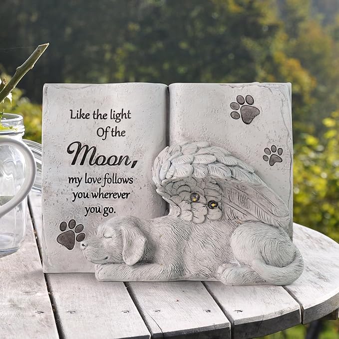 Solar Dog Angel Statue, Pet Dog Memorial Stone, Dog Memorial Gifts or Garden Memorial Stone