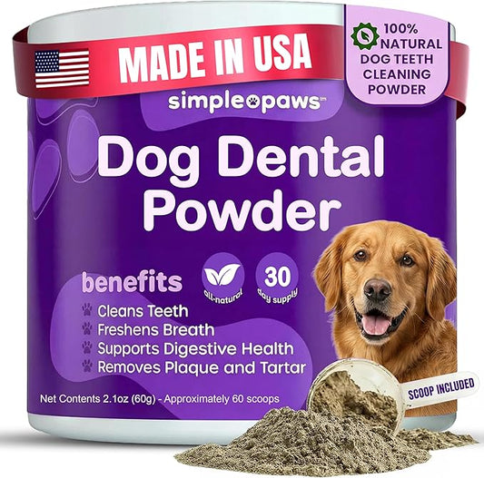 Dog Dental Powder for Teeth Cleaning - Dental Powder for Dogs Teeth – Dog Bad Breath Treatment with Probiotics for Fresh Breath & Oral Health – Chicken Flavored, 60 Scoop Supply