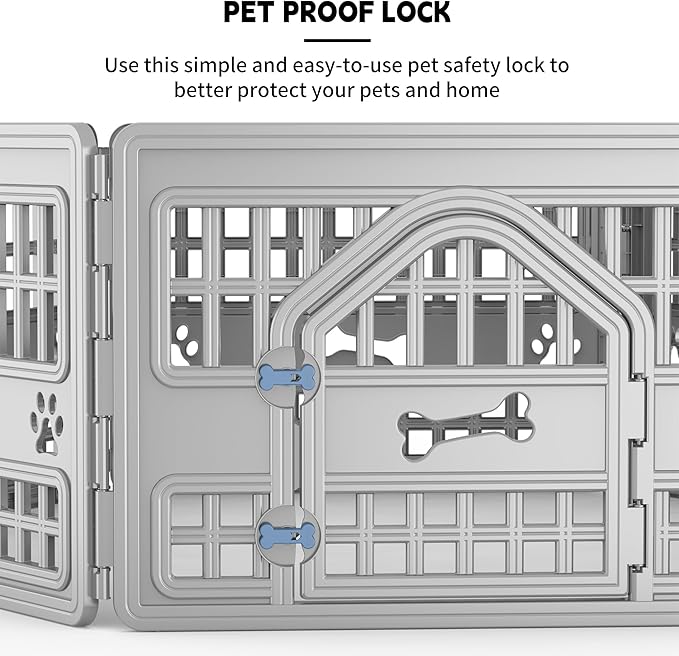 Dog Playpen Indoor,Puppy Playpen Fence Outdoor,Easy Assemble,Fold It Down,Grey Blue(4-Panel 34 * 34 * 24 inch)