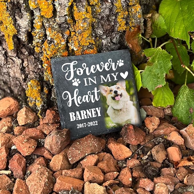 ubjva Dog Memorial Stone Dog Memorial Gifts for Loss of Dog Pet Garden Stone for Indoor Outdoor Lawn Backyard Cemetery Decorations - Style1(Color Printing)