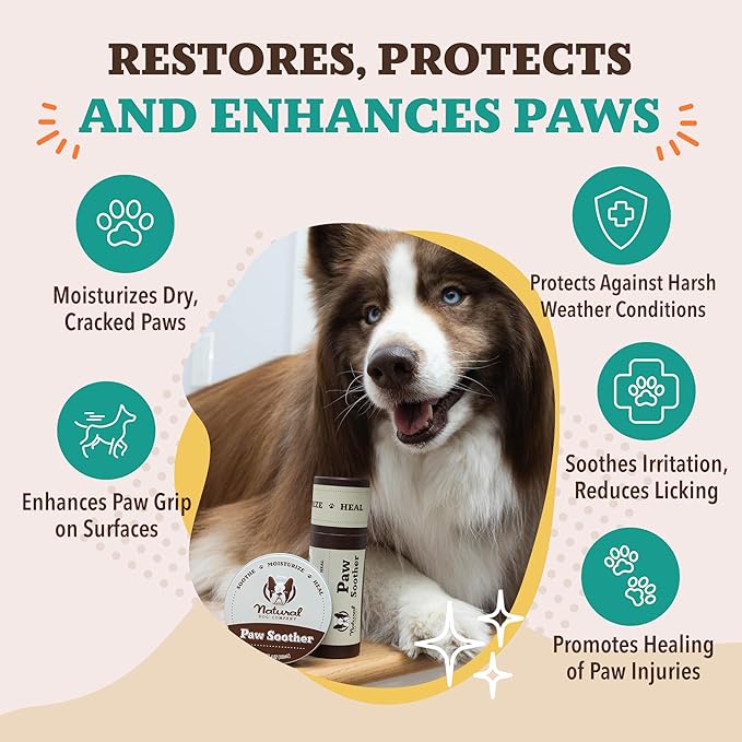 Natural Dog Company Paw Soother Balm & Wax - Dog Paw Balm & Moisturizer for Dry, Cracked Paw Pads, Helps Moisturize & Condition Winter-Worn Paws, Coconut Oil & Calendula, Daily Paws Care, 4 oz Tin