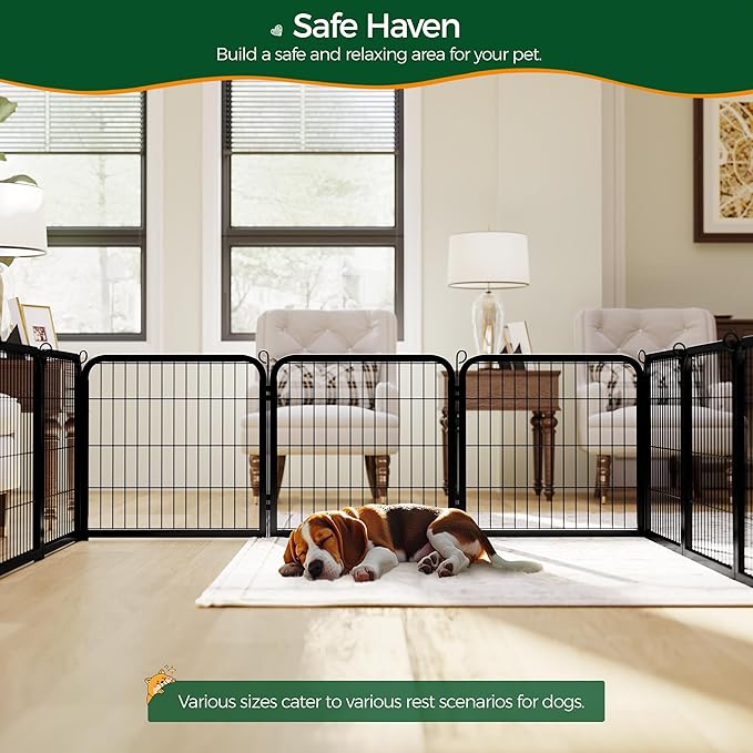 Yaheetech Dog Playpen Outdoor, 24 inch 24 Panels Heavy Duty Puppy Exercise Pen Metal Pet Fence for RV Camping/Yard/Garden, Black