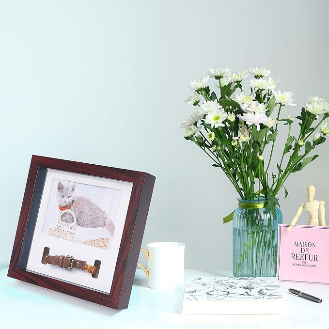 KCRasan Pet Memorial Picture Frame - Sentiment Frame for Loss of Dog or Cat Gifts - Pet Collar Frame Remembrance Sympathy Tribute Keepsake, Mahogany