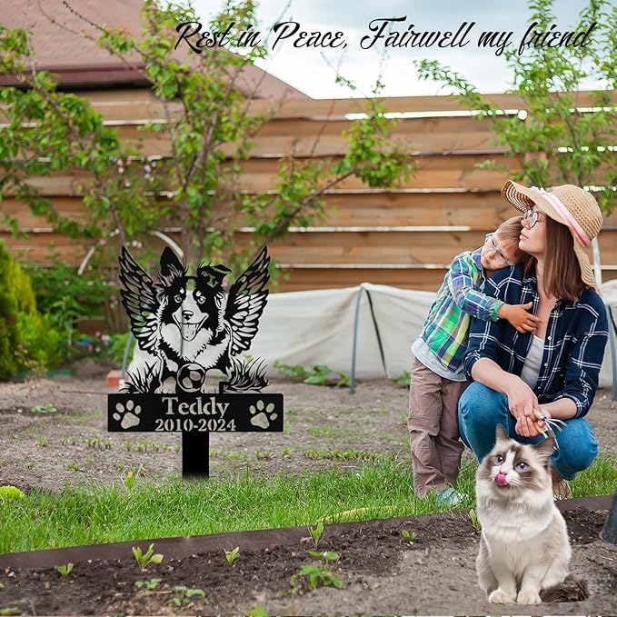 Custom Dog Grave Markers Outdoor, Personalized Pet Grave Marker Stake Dog Memorial, Outdoor Weatherproof Pet Cemetery Sign, Personalized Dog Memorial Gifts for Loss of Dog