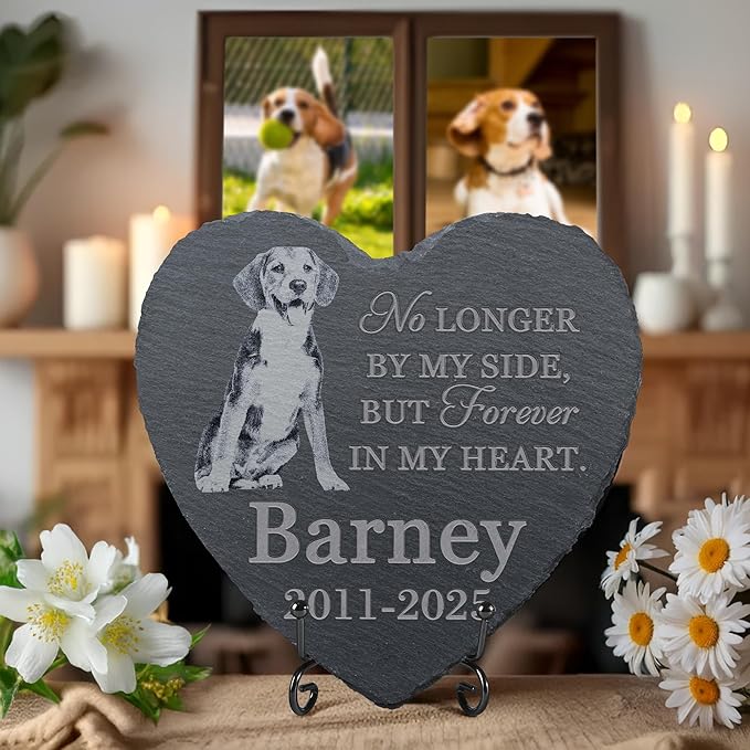 Pet Memorial Stone, Dog Memorial Stone, Dog Memorial Gifts for Loss of Dog, Pet Memorial Gifts, Loss of Pet Sympathy Gift, in Loving Memory Pet - No Longer by My Side - Heart Shaped