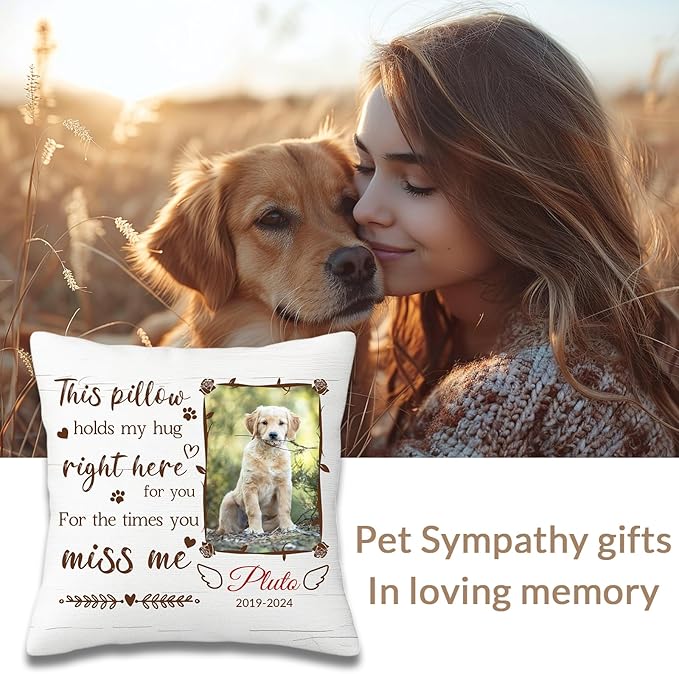 Custom Dog Memorial Throw Pillow with Photo - Personalized Loss of Dog Sympathy Gift for You | Pet Memorial Gifts for Dogs/Cats