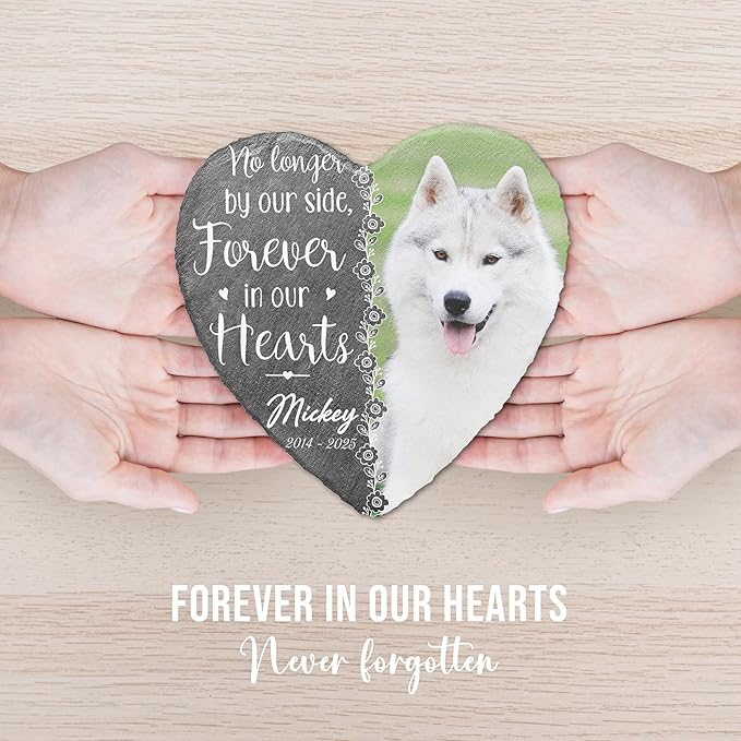 Dog Remembrance Gift Personalized Memorial Stone for Loss of Cat | Pet Memorial Plaques for Outdoors in Memory Dog Memorials | Best Condolence Gifts for Loss of Pet Cemetery Sign with Photo